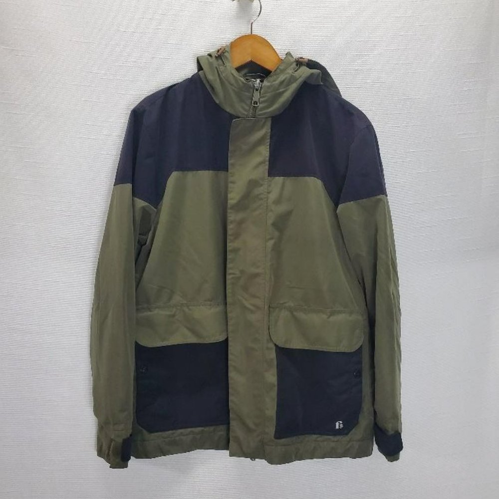 Fielder Bonobos Jacket Mens Small Green/Black Hooded Lined Pockets